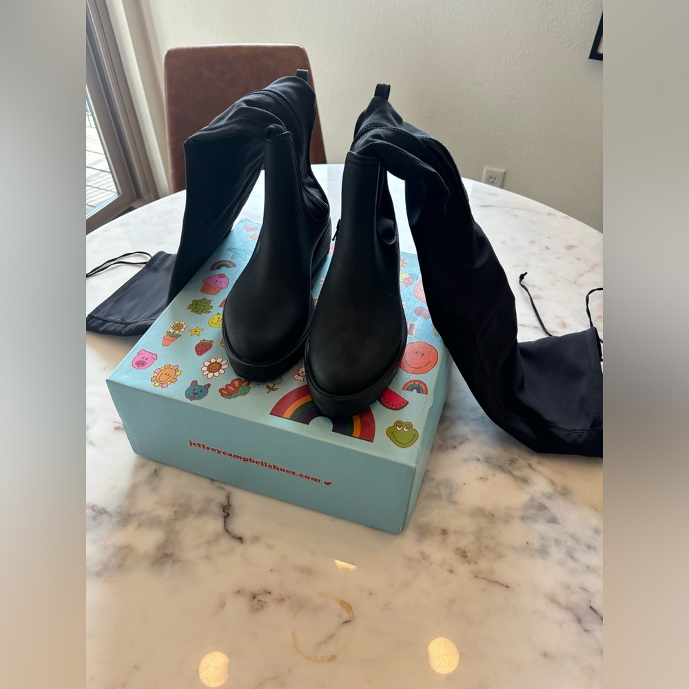 Jeffrey Campbell Black Neoprene Boots | Size 7